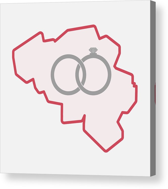 666x750 isolated belgium map with two bonded wedding rings acrylic print - Two Wedding Rings Drawing