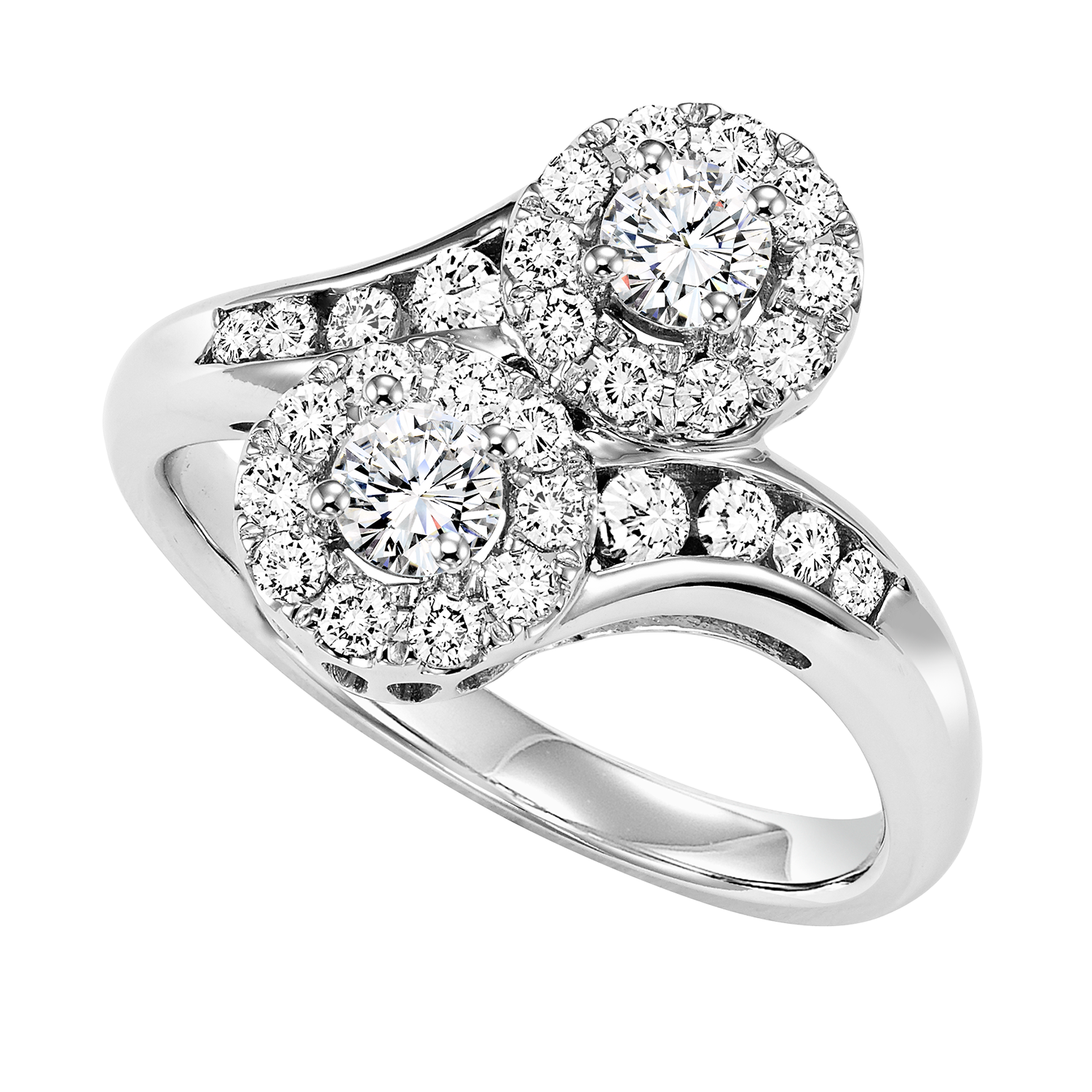 1500x1500 Diamond Two Stone Ring Ctw - Two Wedding Rings Drawing