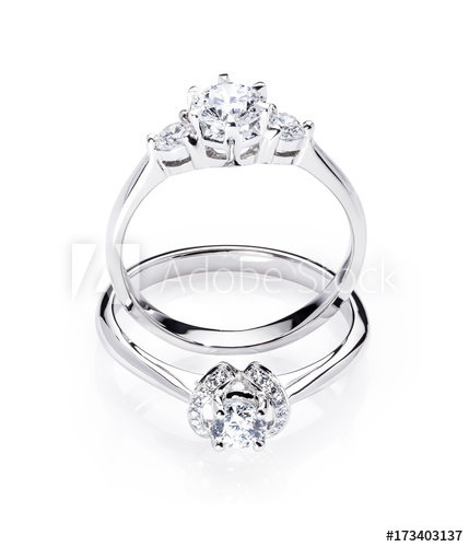 429x500 two diamond engagement wedding rings on isolated white background - Two Wedding Rings Drawing