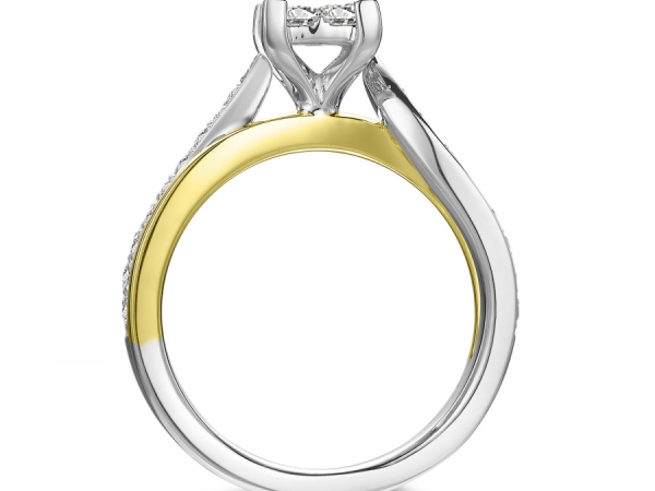 600x450 two tone quad princess cut ring wy engagement rings - Two Wedding Rings Drawing