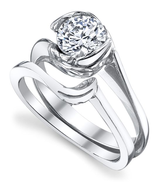 543x650 fawn engagement ring with wedding band - Two Wedding Rings Drawing