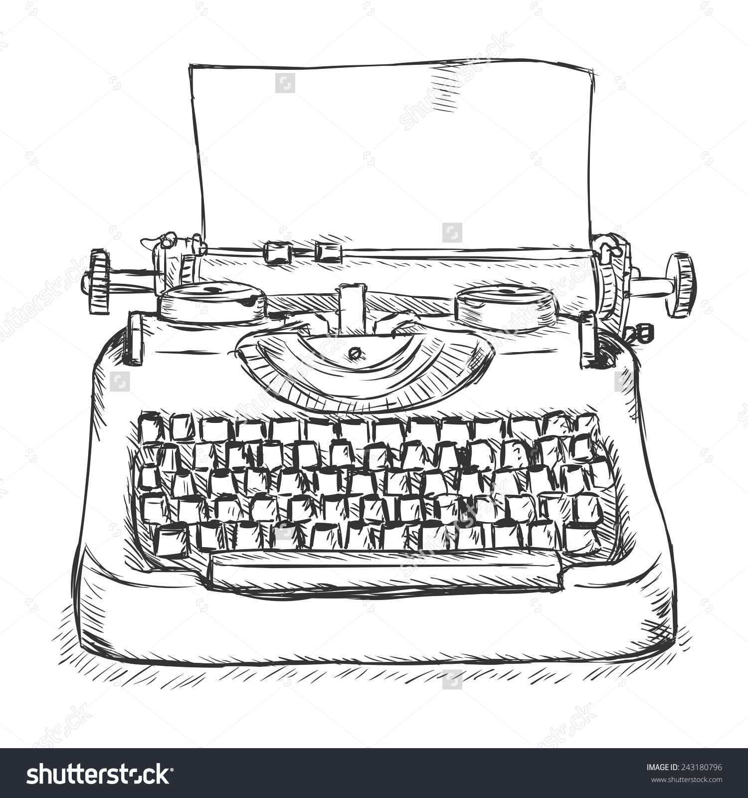 1500x1600 Image Result For Old Fashioned Hand Drawn Typewriter Noticed - Typewriter Drawing