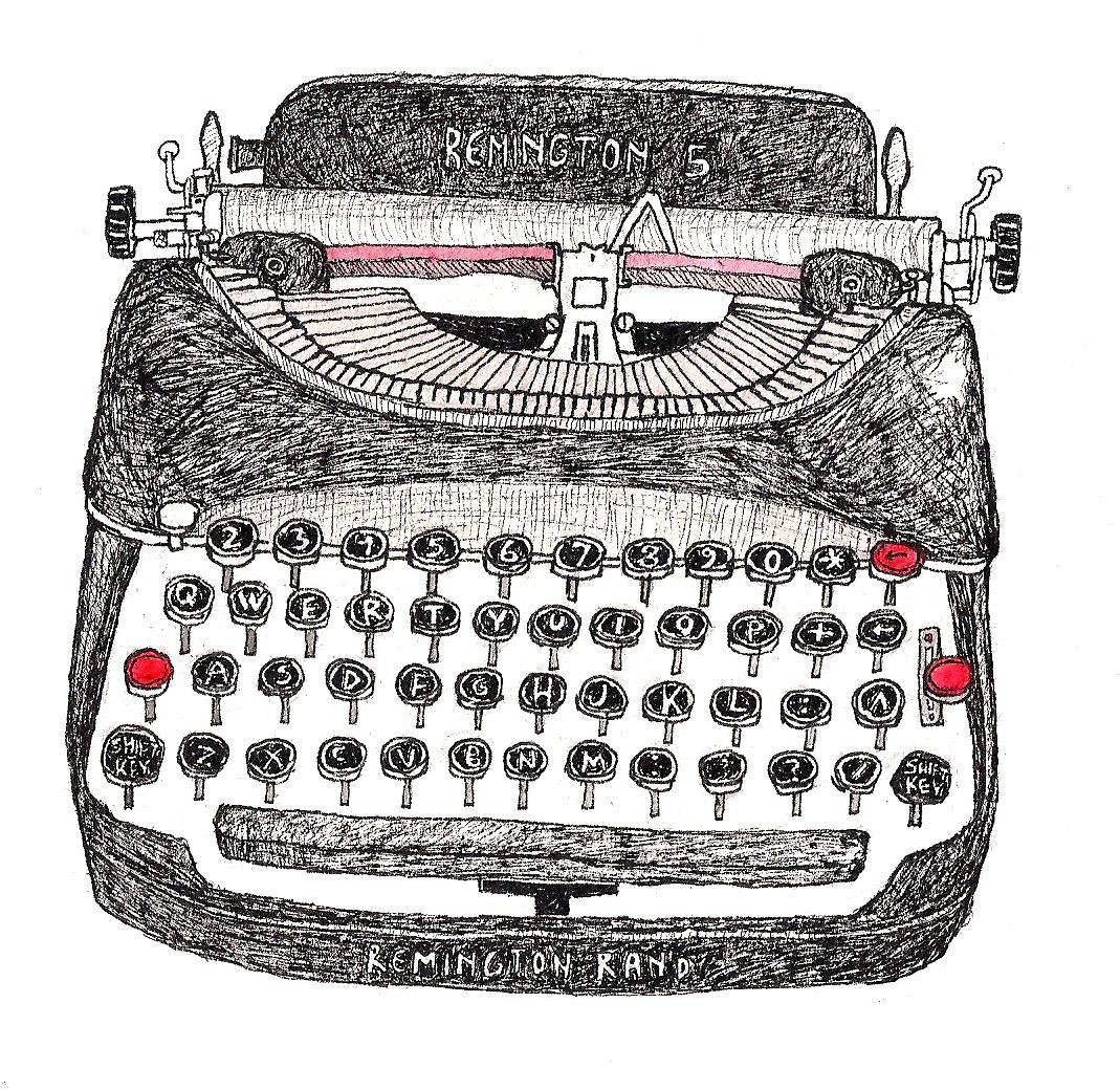 1069x1040 Popcorn Cadence Typewriter - Typewriter Drawing
