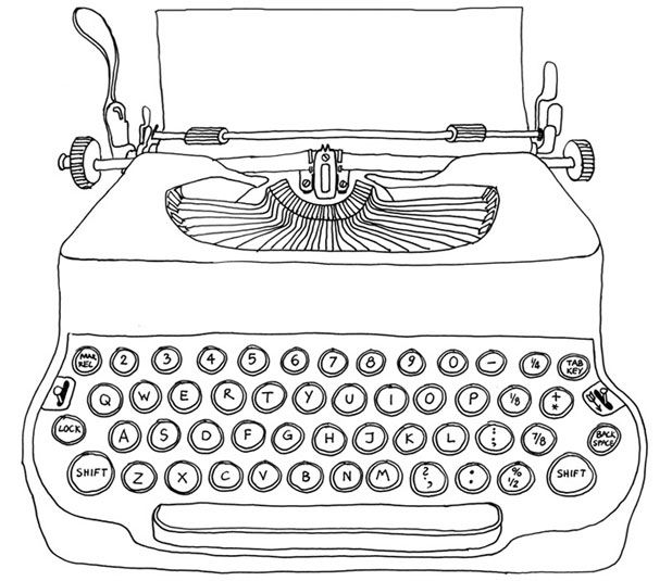618x535 Typewriter Line Drawing Tattoos - Typewriter Drawing