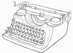 236x173 A Black And White Ink Line Drawing Of A Typewriter An Easy - Typewriter Drawing