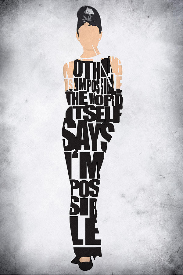600x900 Audrey Hepburn Typography Poster Digital Art - Typography Drawing