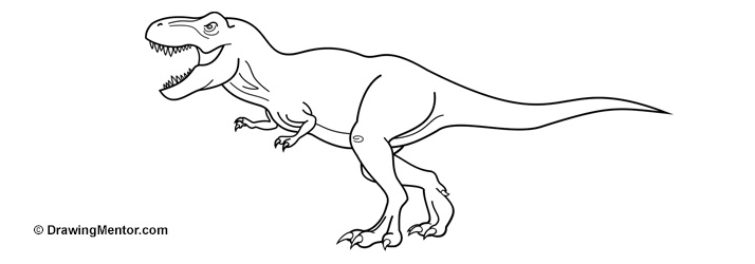 755x264 How To Draw A Dinosaur - Tyrannosaurus Drawing
