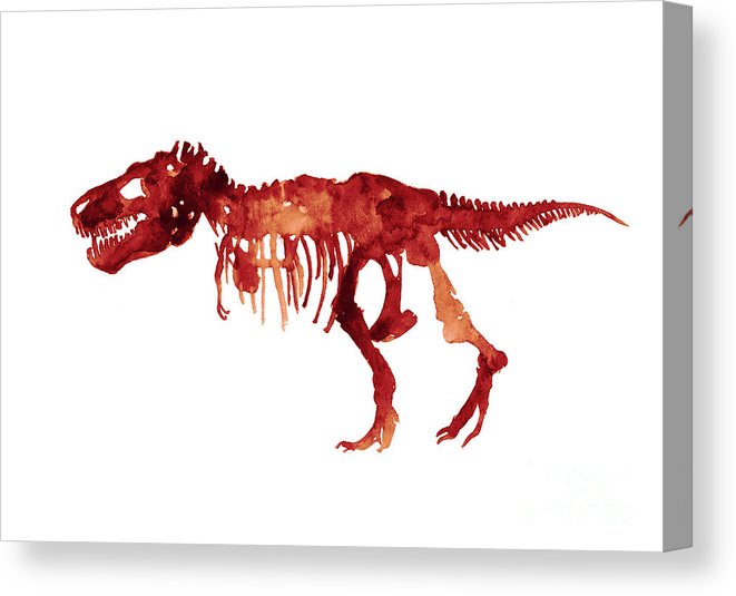 661x535 tyrannosaurus rex skeleton poster, t rex watercolor painting, red - Tyrannosaurus Rex Skeleton Drawing