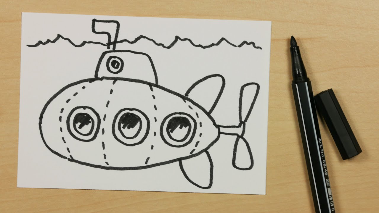 1280x720 how to draw a submarine or u boat - U Boat Drawing