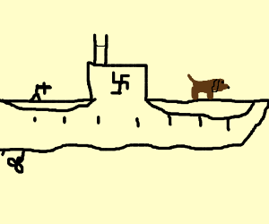 300x250 a dog rides on a german - U Boat Drawing