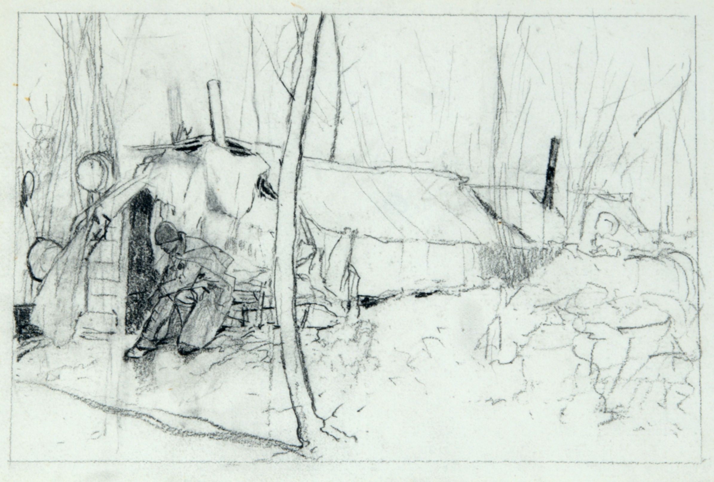 2389x1612 mary hallock foote, the winter camp a day's ride from the mail - Ucla Drawing