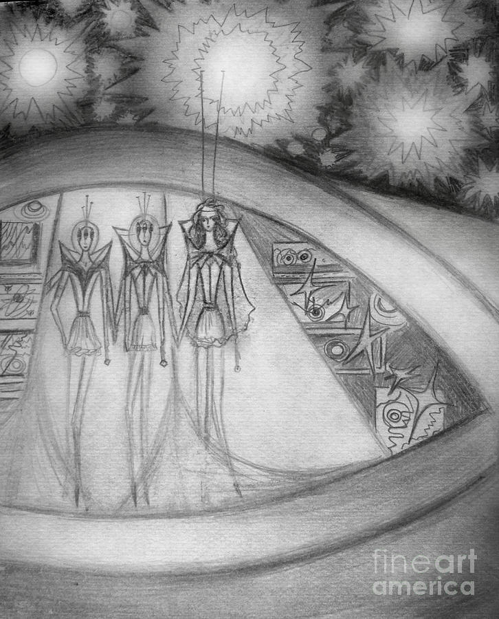 726x900 space aliens and their ufo drawing - Ufo Drawing
