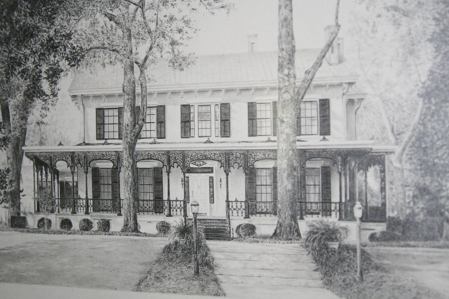 1500x998 university of georgia alpha delta pi sorority house art print uga - Uga Drawing