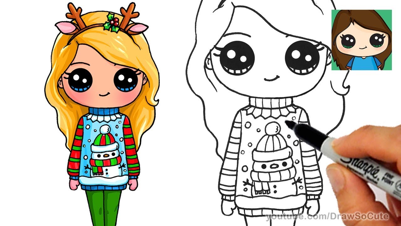 1280x720 how to draw a cute girl in christmas ugly sweater - Ugly Girl Drawing