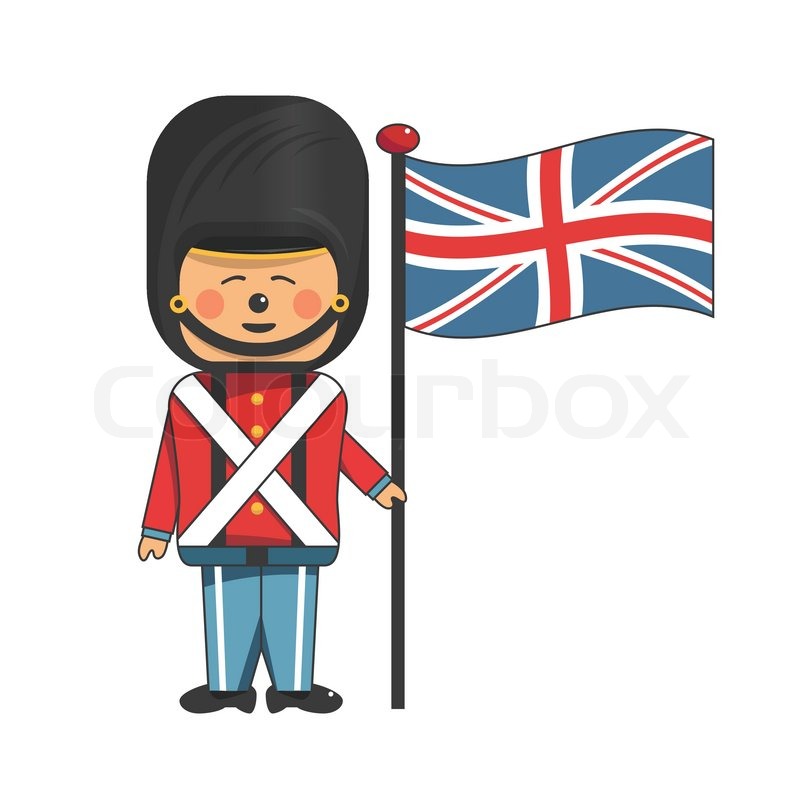 800x800 Happy Soldier In Red Uniform Holding Stock Vector Colourbox - Uk Flag Drawing