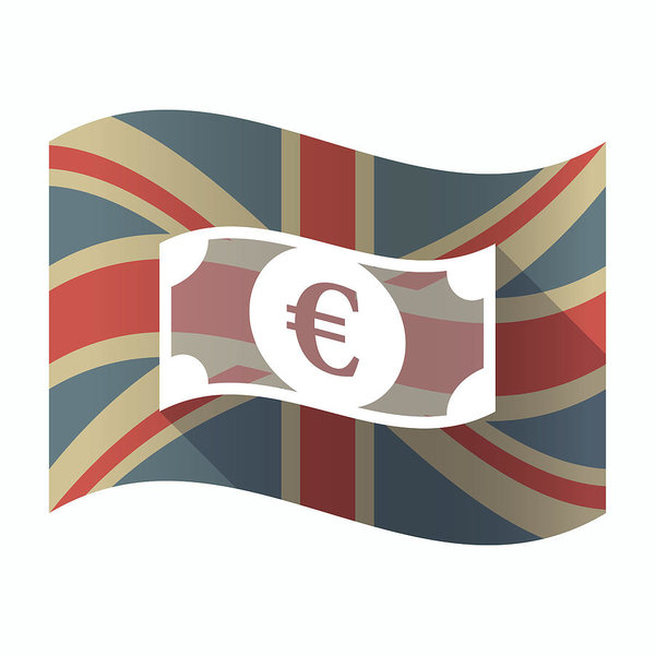 600x600 Isolated Uk Flag With An Euro Bank Note Art Print - Uk Flag Drawing
