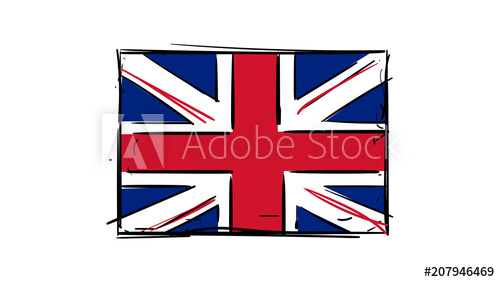 500x282 Cartoon, Vector Hand Drawing Of British England Uk Flag - Uk Flag Drawing