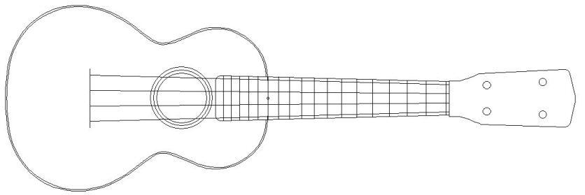 836x279 Concert Ukulele - Ukulele Drawing