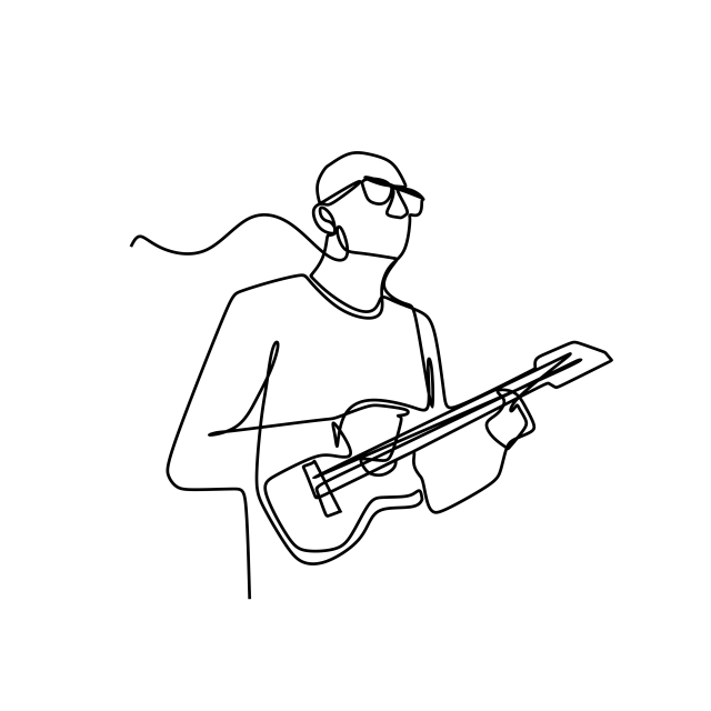 640x640 One Line Drawing Of A Male Man Playing Ukulele Guitar Vector - Ukulele Line Drawing