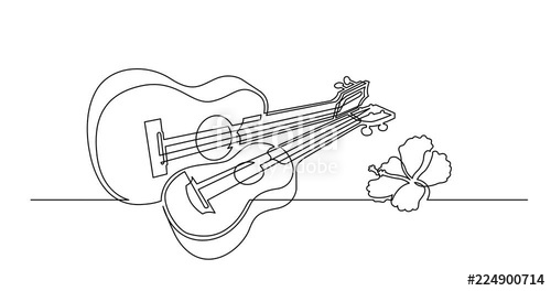 500x264 Animation Of Continuous Line Drawing Of Ukulele Guitars - Ukulele Line Drawing