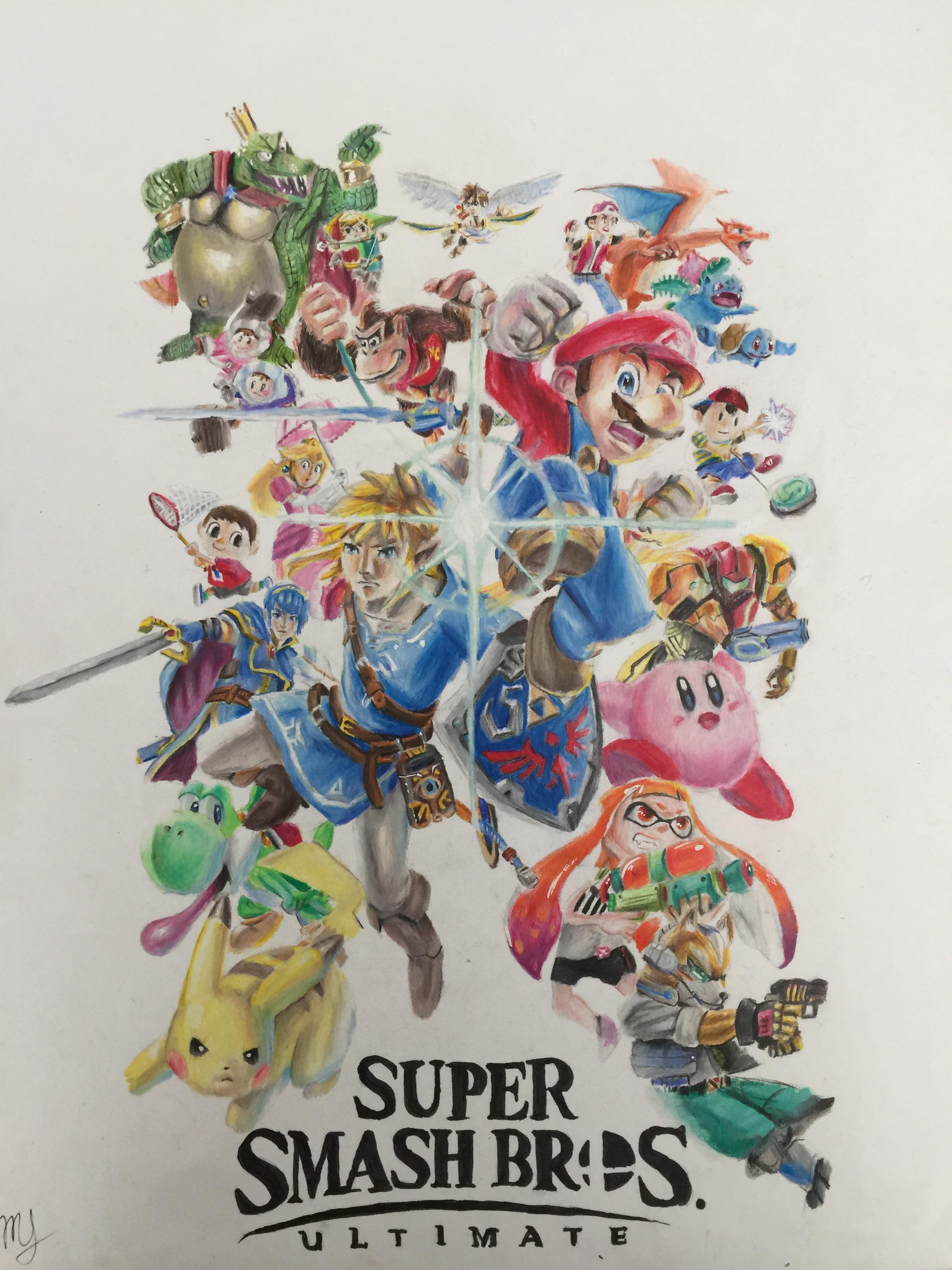 2448x3264 just finished my smash bros ultimate drawing in colored pencil - Ultimate Drawing