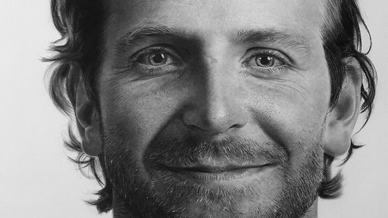 1280x720 Hyperrealistic Drawing Of Bradley Cooper - Ultra Realistic Drawings