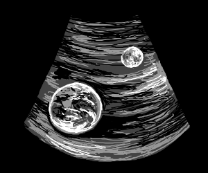 300x250 Ultrasound Of Earth And The Moon Drawing - Ultrasound Drawing