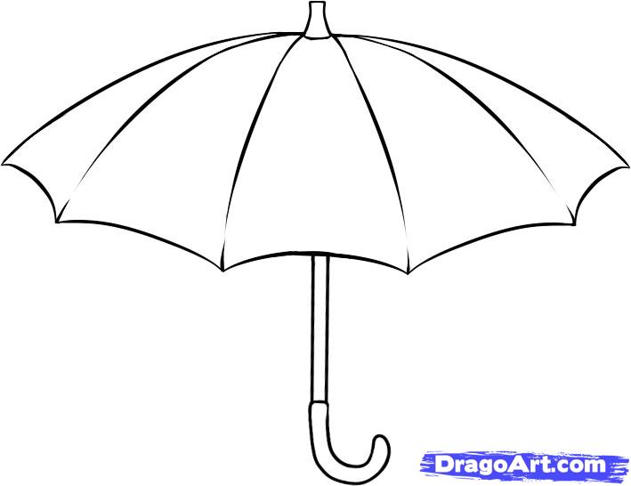 709x546 how to draw an umbrella, step - Umbrella Drawing