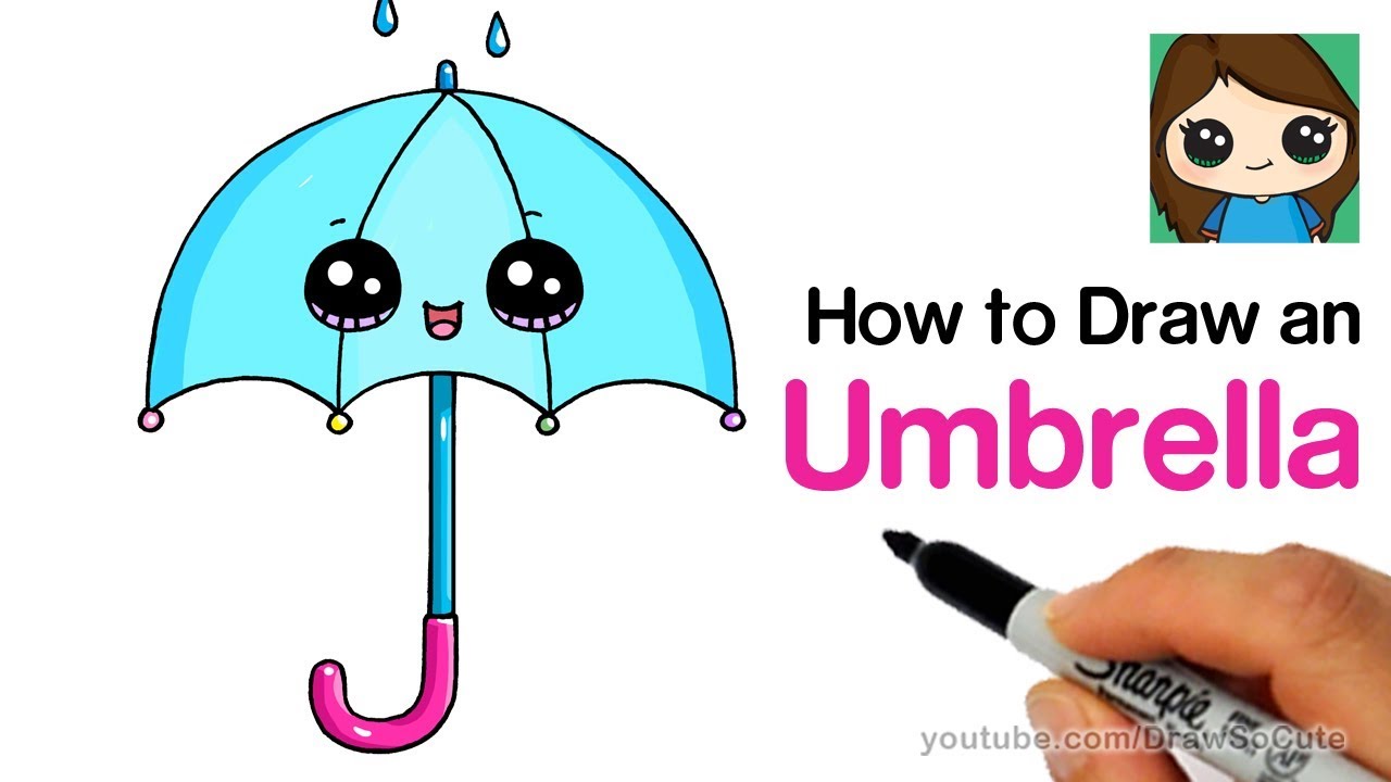 1280x720 how to draw an umbrella cute and easy - Umbrella Drawing