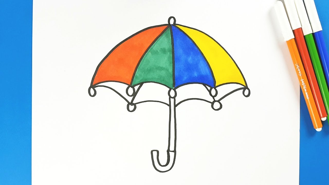 1280x720 drawing umbrella for kids and color learning - Umbrella Drawing