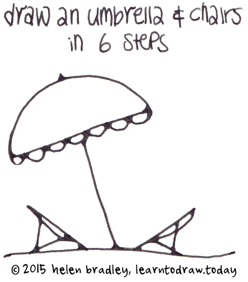 500x570 learn to draw an umbrella and chairs in steps learn to draw - Umbrella Drawing Images