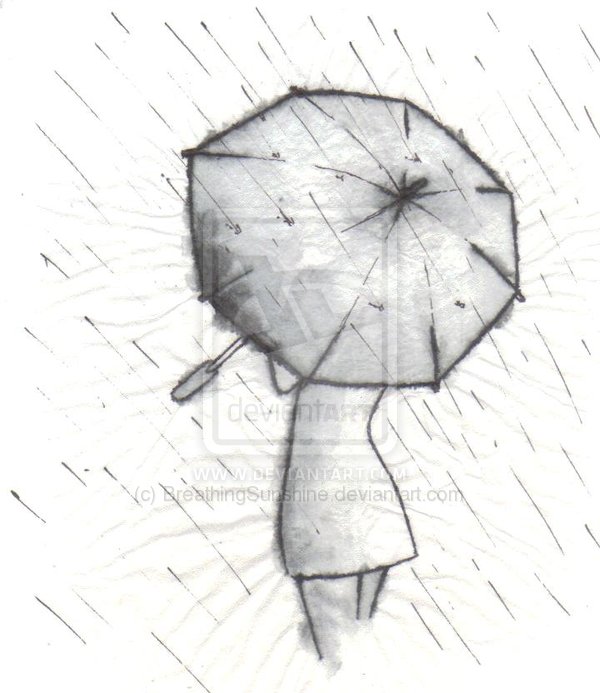 600x693 Umbrella And Rain Drawing - Umbrella Drawing Images