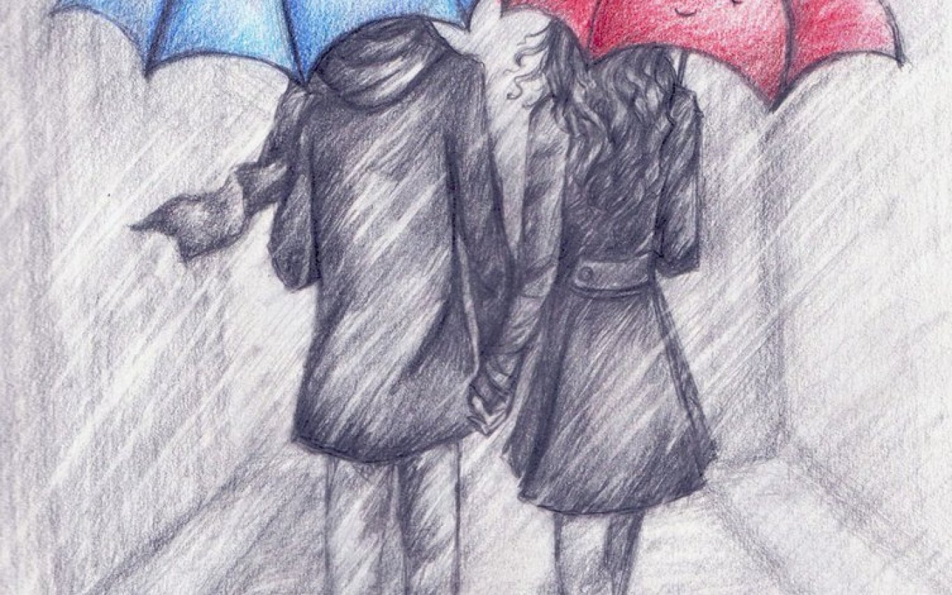 1368x855 Tumblr Girl Holding Umbrella Drawing - Umbrella Drawing Tumblr