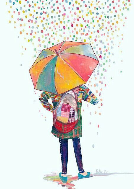 453x640 I Like This Colored Rain Rain In Ilustraciones, Dibujos - Umbrella Drawing Tumblr