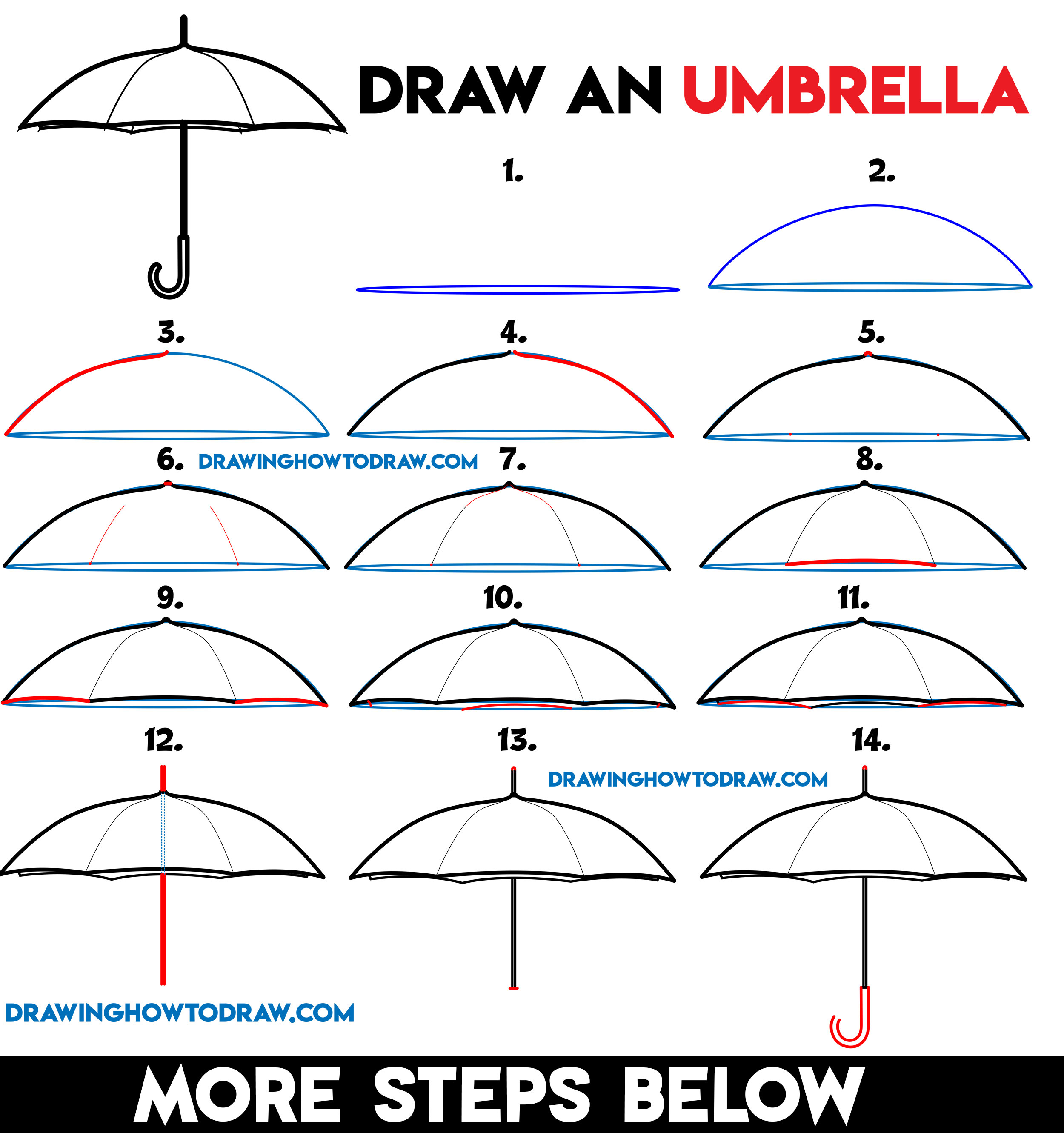 2500x2662 How To Draw An Umbrella Easy Step - Umbrella Line Drawing