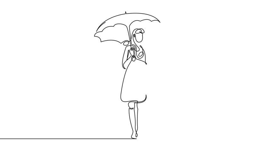 852x480 Self Drawing Simple Animation Of Stock Footage Video - Umbrella Line Drawing