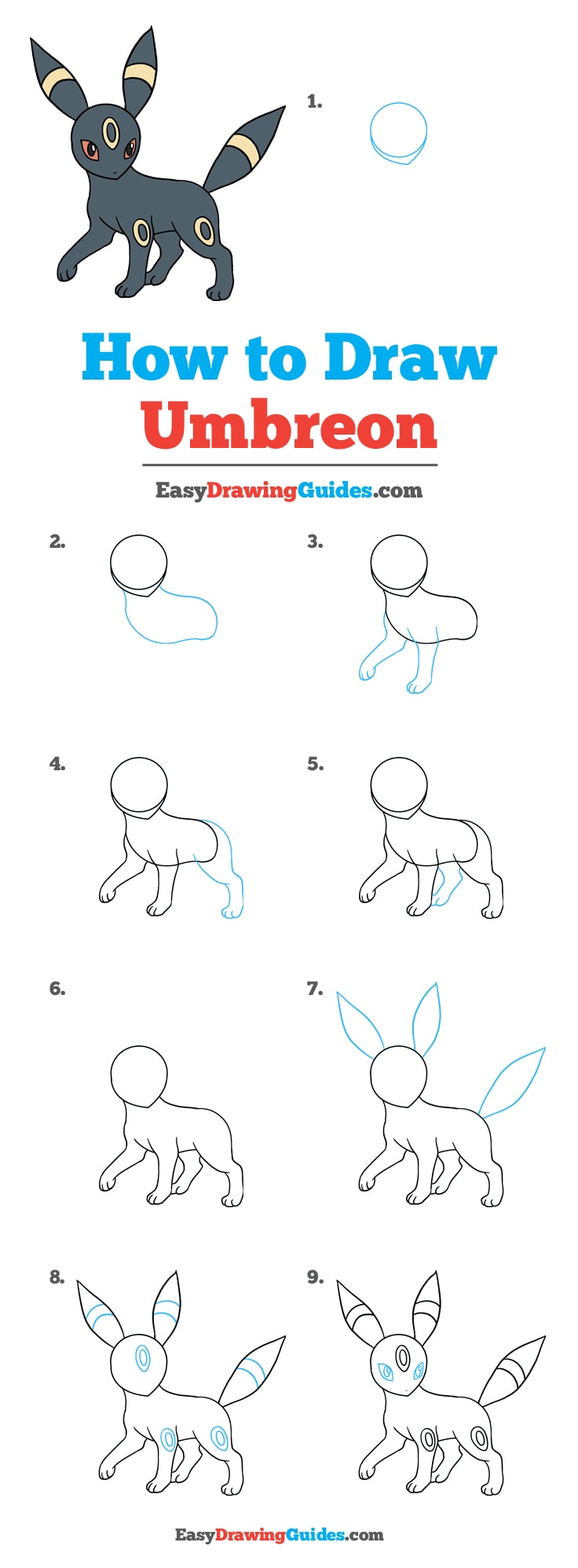 736x1995 How To Draw Umbreon From Really Easy Drawing Tutorial - Umbreon Drawing