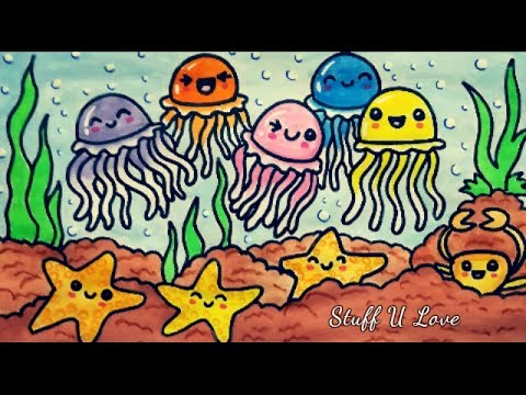 480x360 how to draw cute jelly fish starfish under the sea drawing - Under Sea Pictures For Drawing