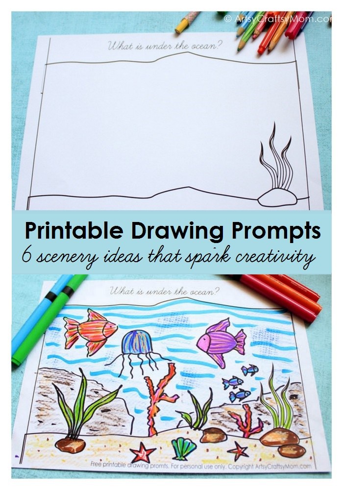 700x1000 Free Printable Scenery Drawing Prompts To Spark Kids' Creativity - Under The Ocean Drawing