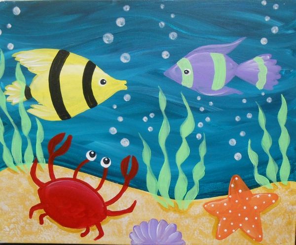 600x496 under the sea painting diy crafty ideas canvas art projects - Under The Sea Drawing