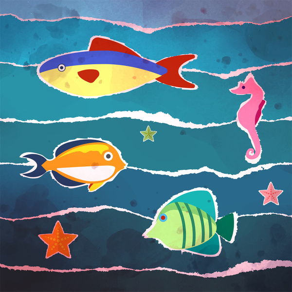 600x600 Under The Sea Paper Drawing Picture Free Vector In Adobe - Under The Sea Drawing