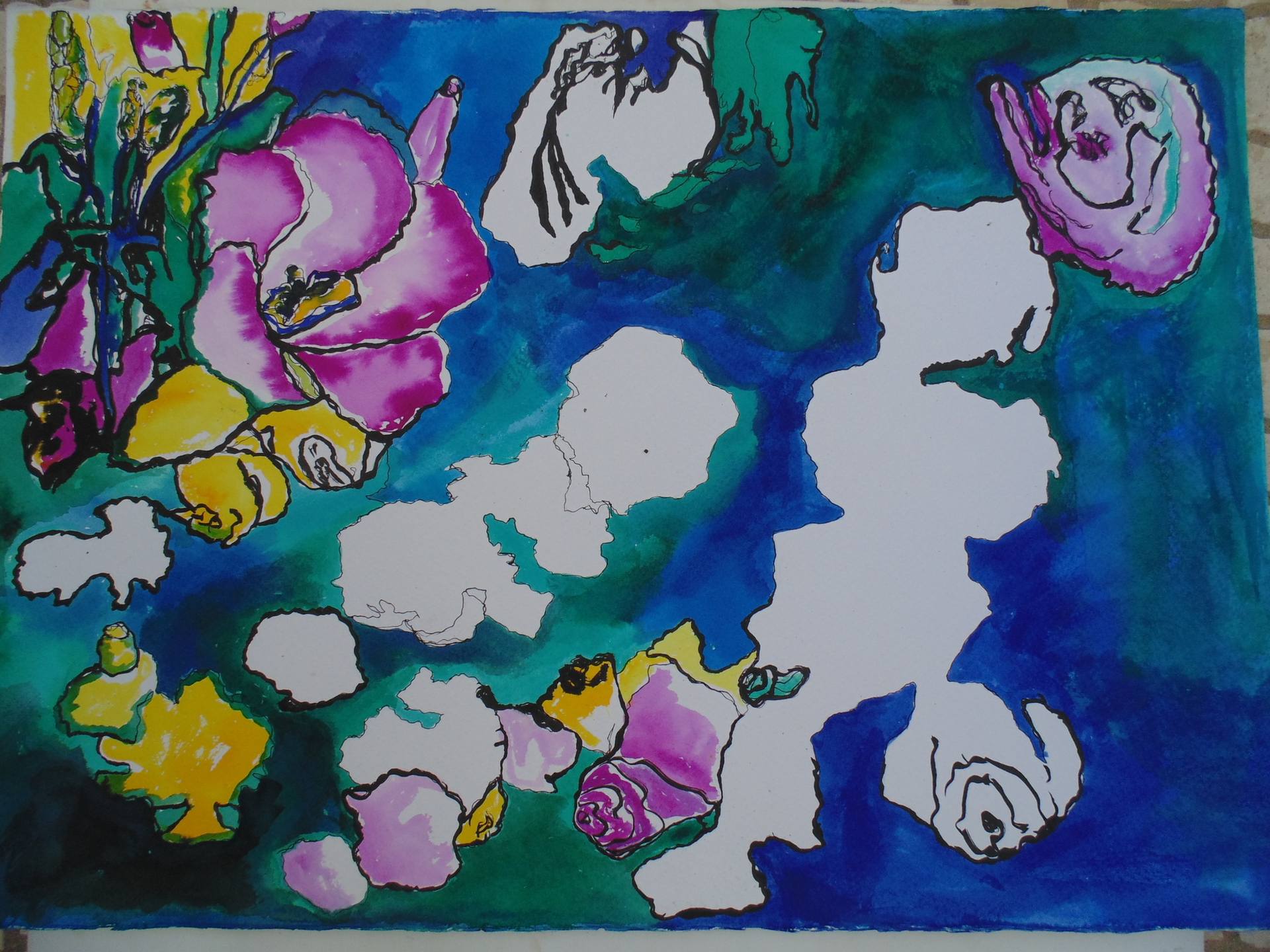 1920x1440 Fragmented Roses And Magnolias Under The Sea Drawing - Under The Sea Drawing