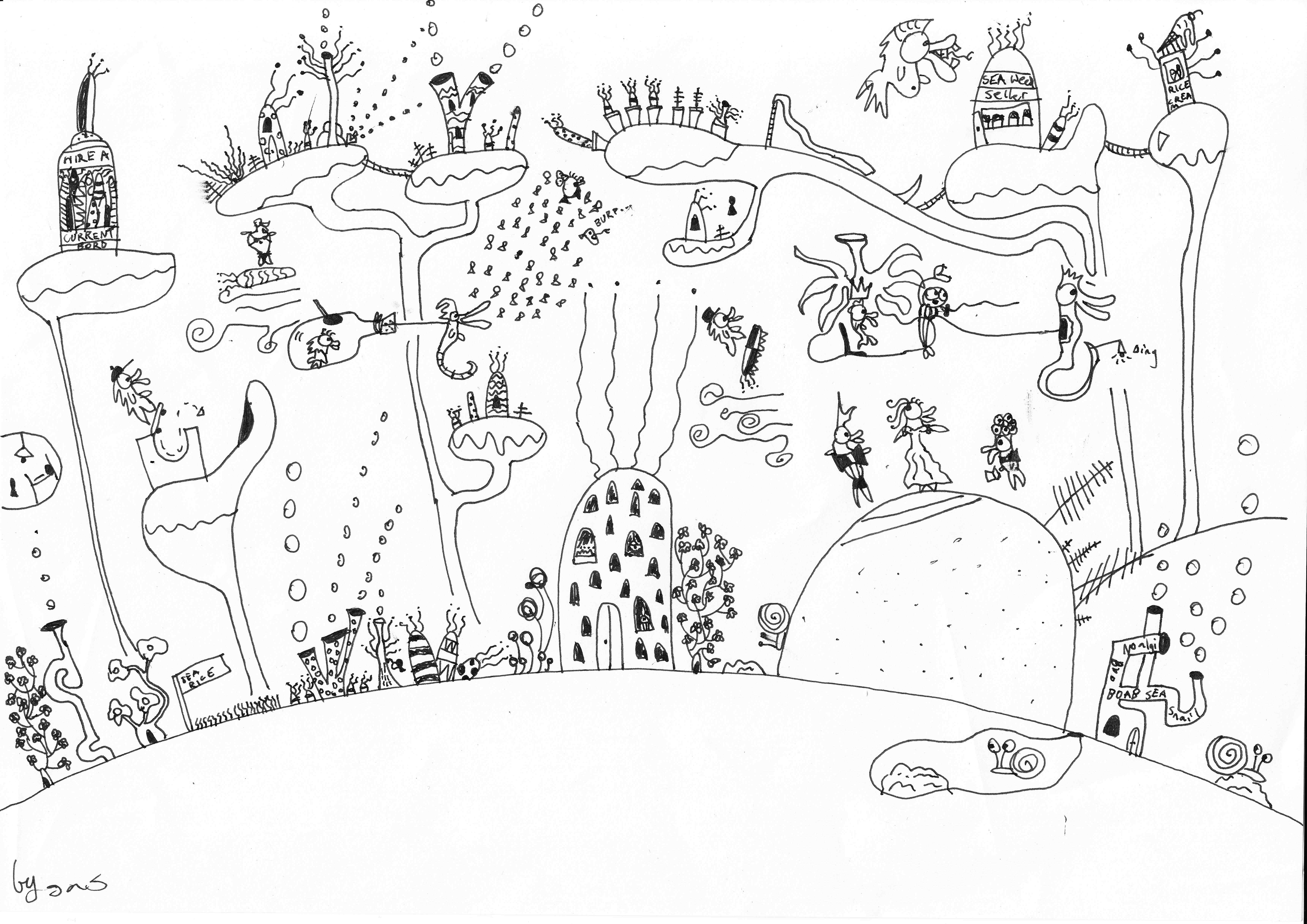 7015x4960 I'd Like To Be, Under The Sea It's A Sassy Kind Of Life - Under The Sea Drawing