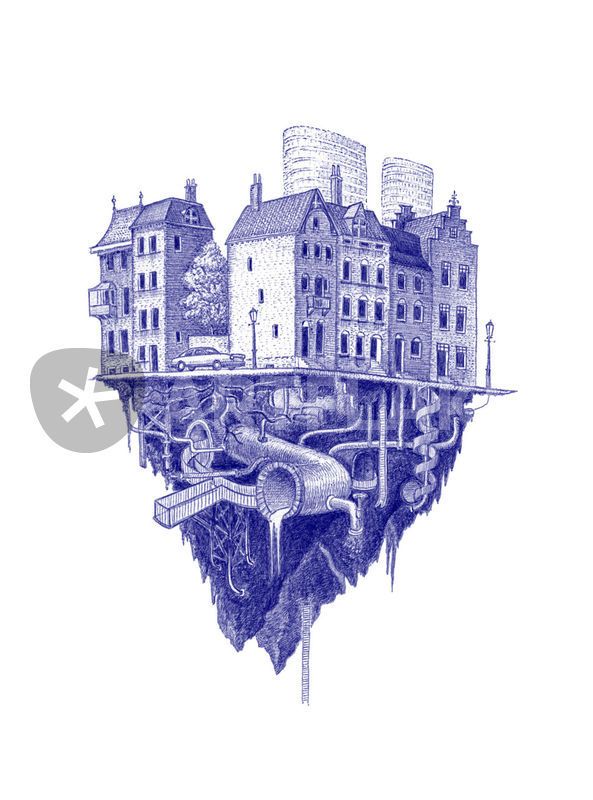 593x800 underground drawing art prints and posters - Underground Drawing