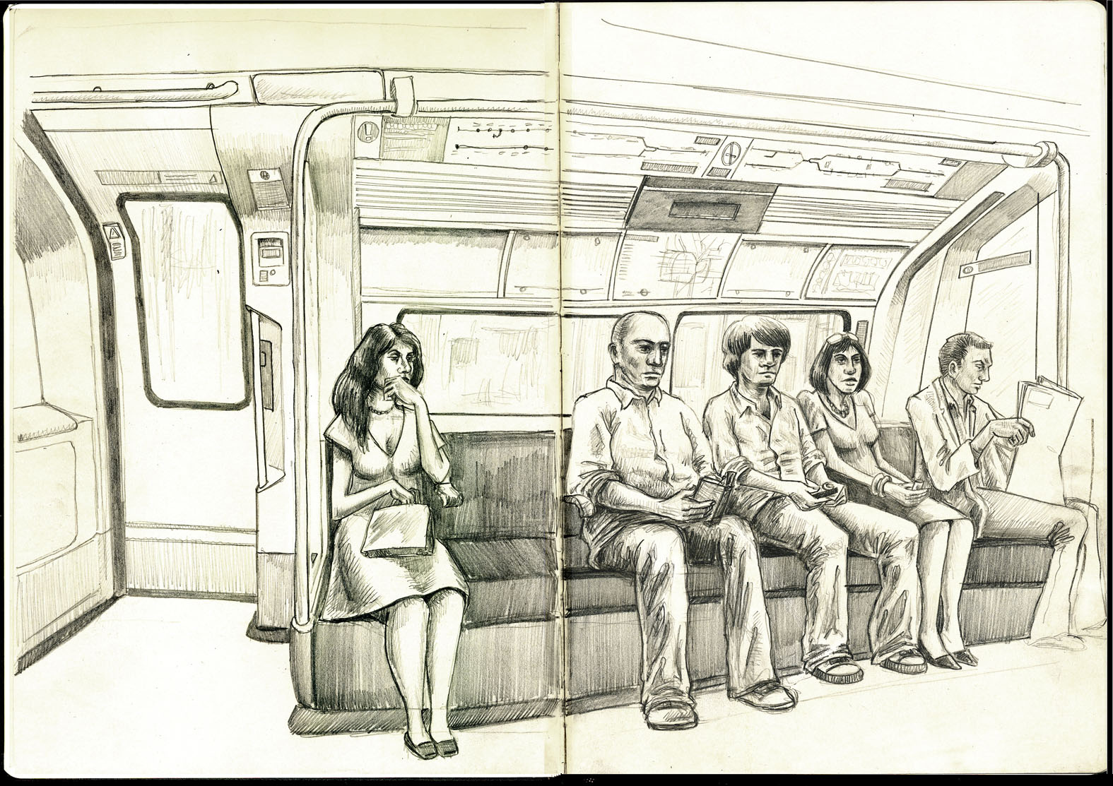 1575x1113 underground train faces - Underground Drawing