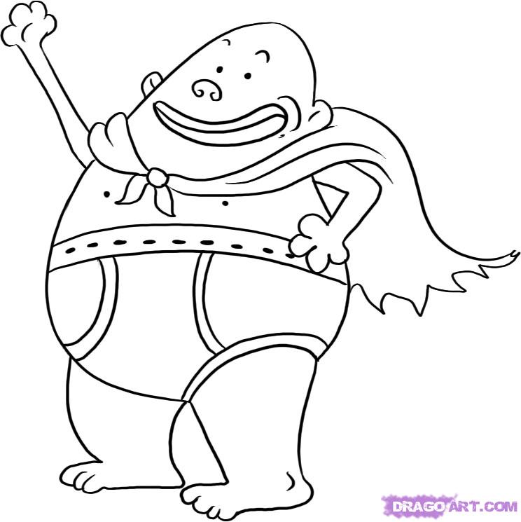 744x745 how to draw captain underpants, step - Underpants Drawing