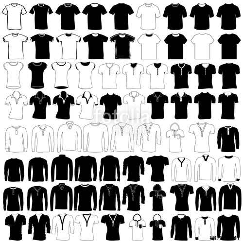 500x500 vector set of men and women wear and fashion, collection of hand - Undershirt Drawing