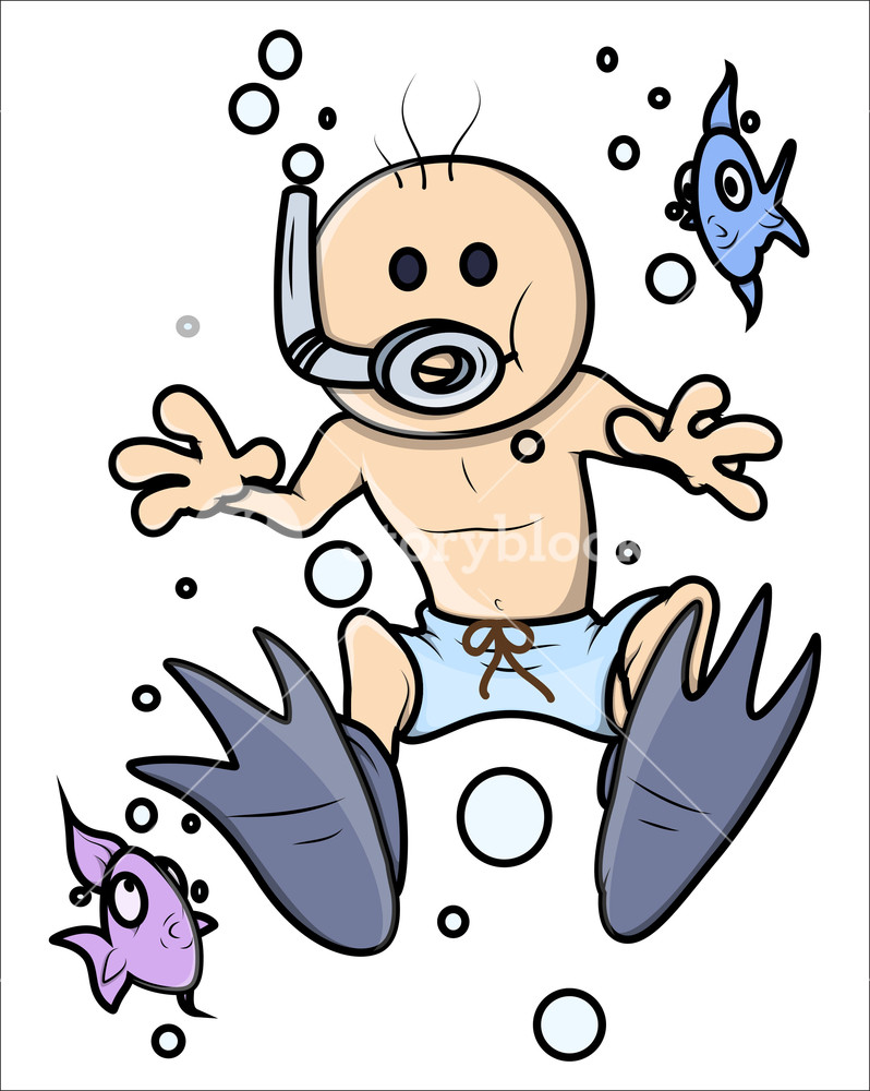 798x1000 kid underwater - Underwater Cartoon Drawing