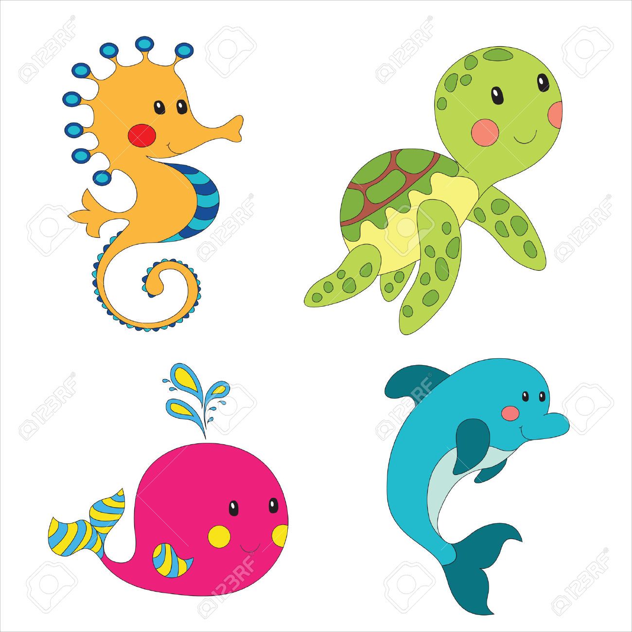 1300x1300 pictures of cartoon underwater sea creatures - Underwater Cartoon Drawing