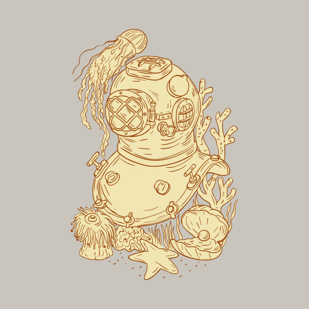 630x630 old school diving helmet underwater drawing - Underwater Drawing
